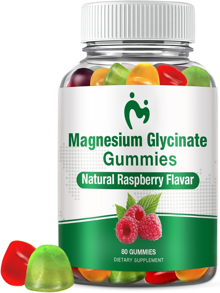 Magnesium Glycinate-Gummien für Erwachsene & Kinder, 1 Packungen ruhige Magnesium-Gummien für Schlaf, Magnesium Malat kaubar 400mg, Stress & Muskelentlastung, Magnesium Kaliumergänzung
