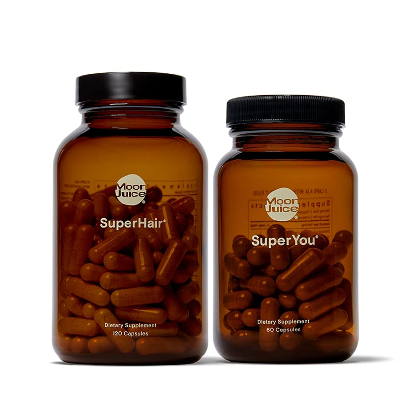 Moon Juice 1 SuperYou & 1 SuperHair | SuperYou Adaptogen Ergänzung für Calm & SuperHair Multivitamin Ergänzung für gesünder, Thicker Haare | Gesamte Haargesundheit verbessern