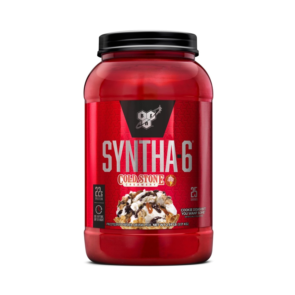 BSN Syntha-6 Whey Protein Powder, Cold Stone Creamery- Cookie Doughn't You Want Some, Micellar Casein, Milk Protein Isolate Powder, 25 Portionen