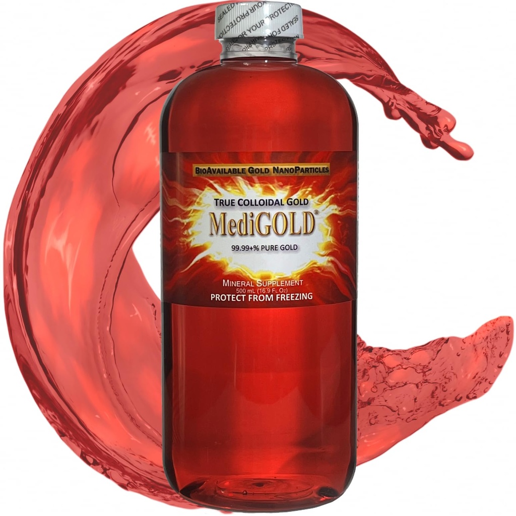 MediGOLD® True Colloidal Gold AuNP Nahrungsergänzung - 500 mL in Klare Kunststoffflasche