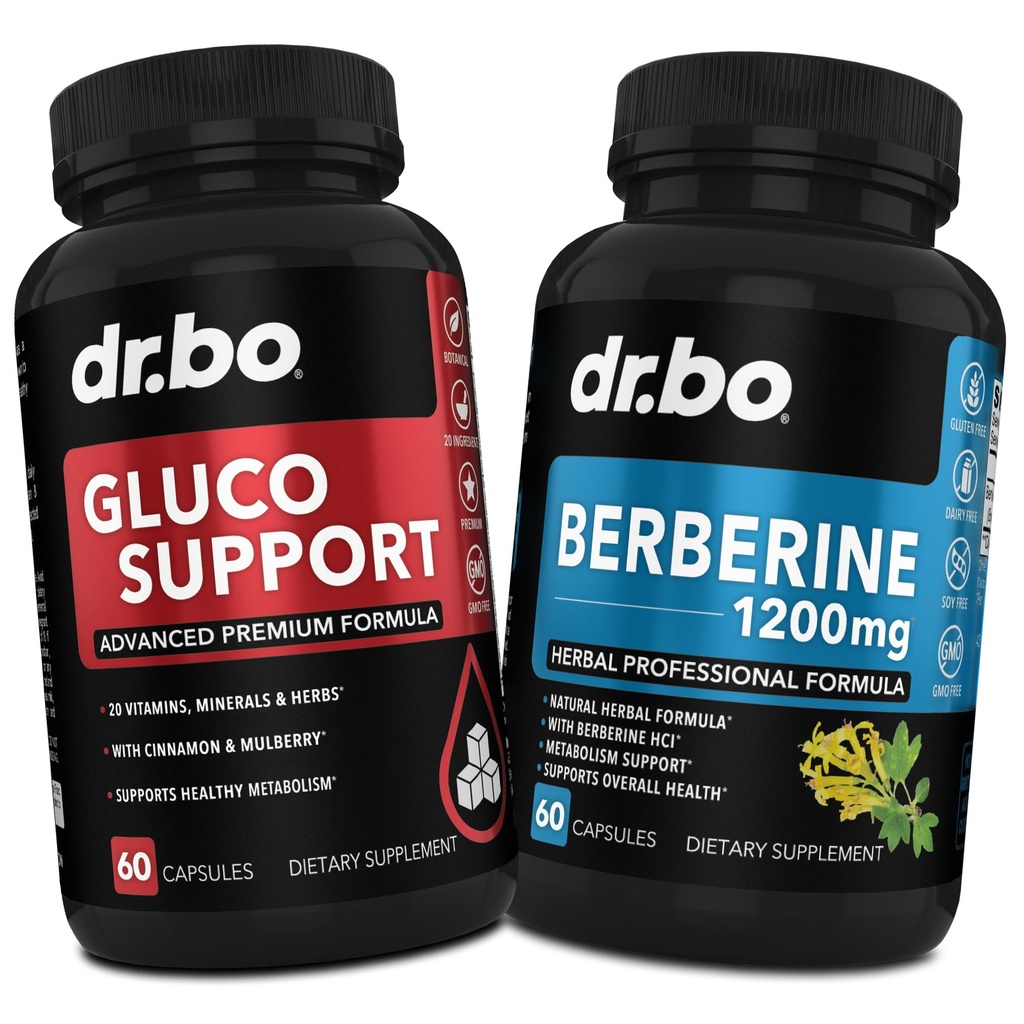 DR. BO Metabolism Support & Berberine Supplement Kapseln - Boost Metabolismus mit Vitamin Herbal Formel - 1200mg Berberine HCL-Ergänzung für gesunde Stoffwechselunterstützung für Frauen & Männer