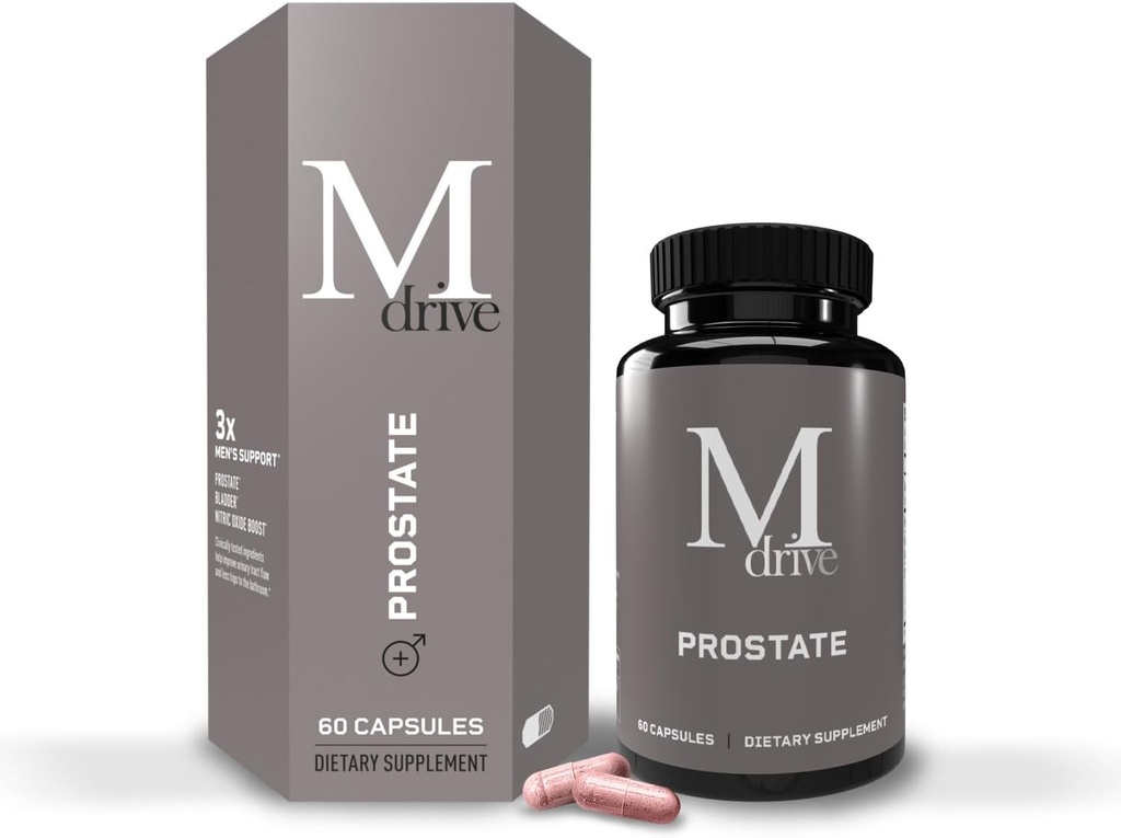 Mdrive Prostata Prostata-Supplement für Männer Gesundheit, fördert Urinary Tract Gesundheit, unterstützt Normal Flow, Frequenz & Blasen Leeren, Flowens Cranberry Extract, S7 N.O. Booster, 60 Kapseln
