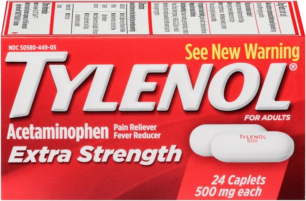 TYLENOL Extra Strength Acetaminophen 500 mg Caplets 24 je