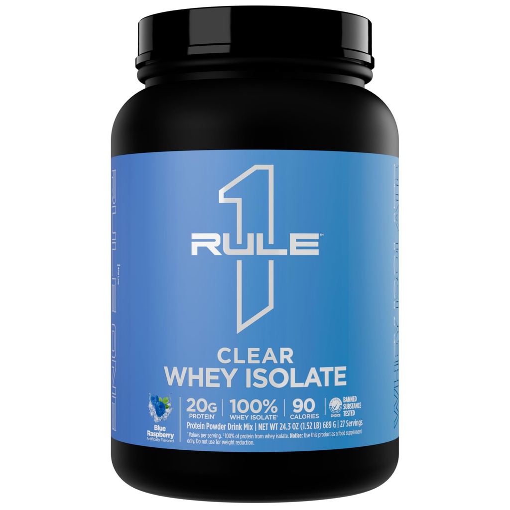 Regel 1 Clear Whey Isolate - 20g All-whey Isolate Protein, über 9g EAAs, 300mg Elektrolytmineralien, 90 Kalorien, Licht, Krisp und Refreshing Geschmack (27 Servierungen, Blauer Himbeer)