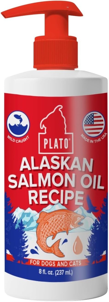 PLATO Wild Alaskan Lachsöl Kibble Topper - Boost Dog Food mit Omega 3 & 6 Fettsäuren - Für gesunde Haut & Coat - 8 Unzen