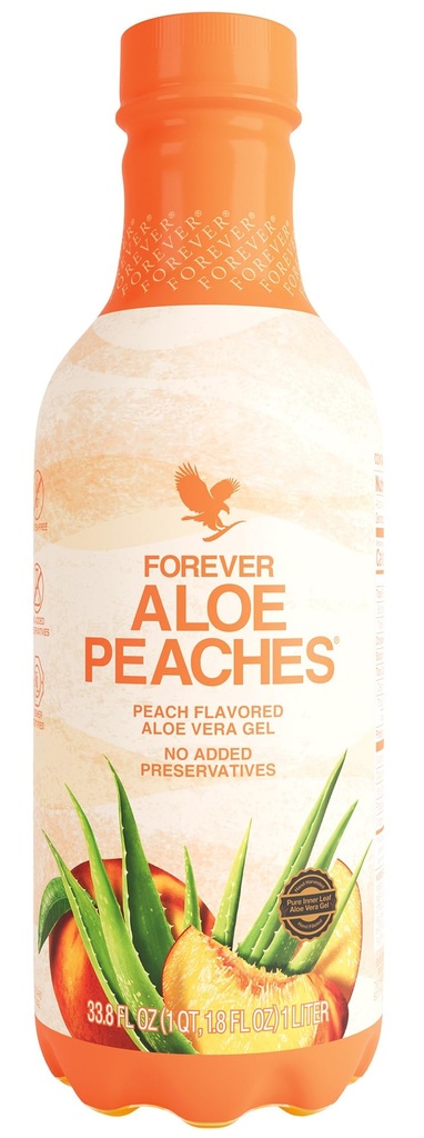 Forever Living - Aloe Peaches, Pure Aloe mit echtem Peach Flavor, unterstützt Verdauungs- und Immunsystem, Vegan und Glutenfrei, 33.8 fl oz, 1 Pack