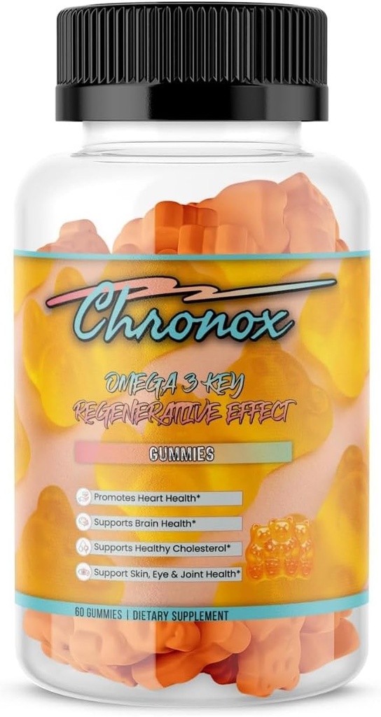 Chronox Orange Flavor Omega 3 Fischöl Gummi für Erwachsene - Delicious Chewable Omega 3 Supplement mit Fischöl - Pillen Alternative und Non-GMO Gummis für tägliche Gesundheit - (60 Count)