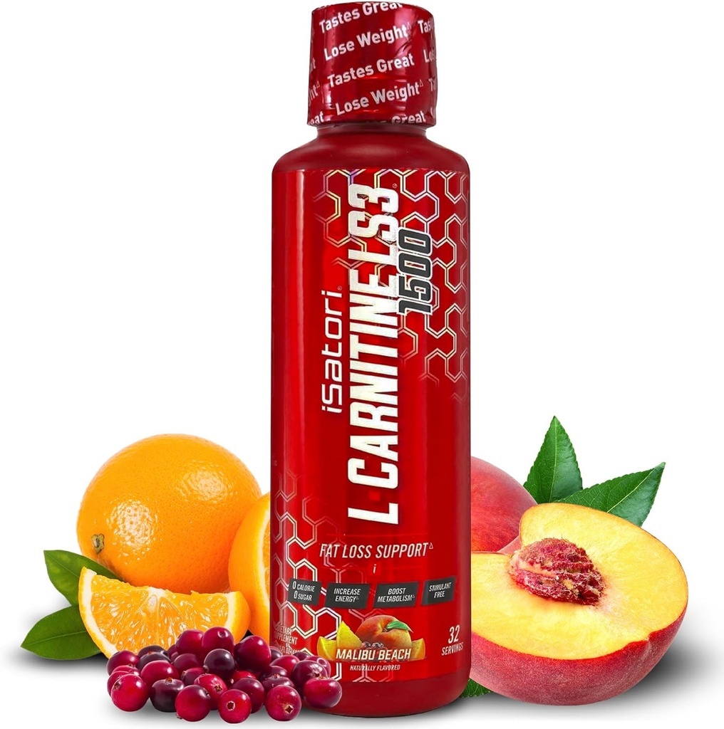 iSatori L-Carnitin LS3 1500, Triple-Blend Liquid L Carnitine Supplement, mit Acetyl & Tartrate, Stimulant Free Energy, Low Calories, Zucker oder Gluten, Keto-Friendly, Malibu Beach Flavor (32 Servierungen)