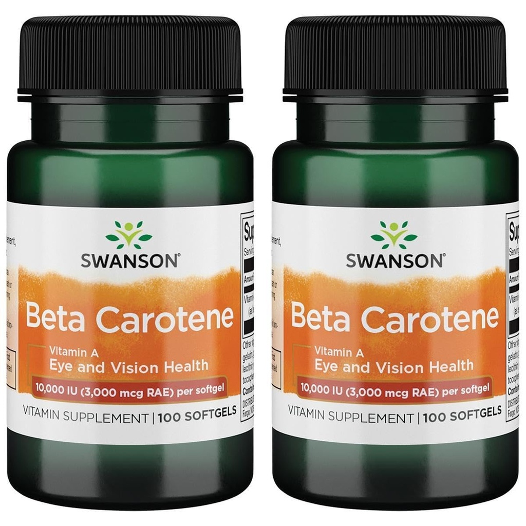 Swanson Beta-Carotene (Vitamin A) Hautaugen Immunsystem Gesundheit Antioxidans Unterstützung 10000 Iu (3000 mcg) 100 Softgels