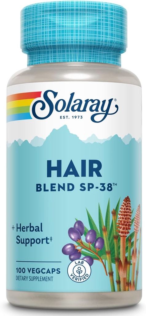 SOLARAY Haarmischung SP-38 | Kräutermischung w/Cell Salz Nährstoffe helfen gesundes Haar zu unterstützen | 50 Servierungen | 100 VegCaps