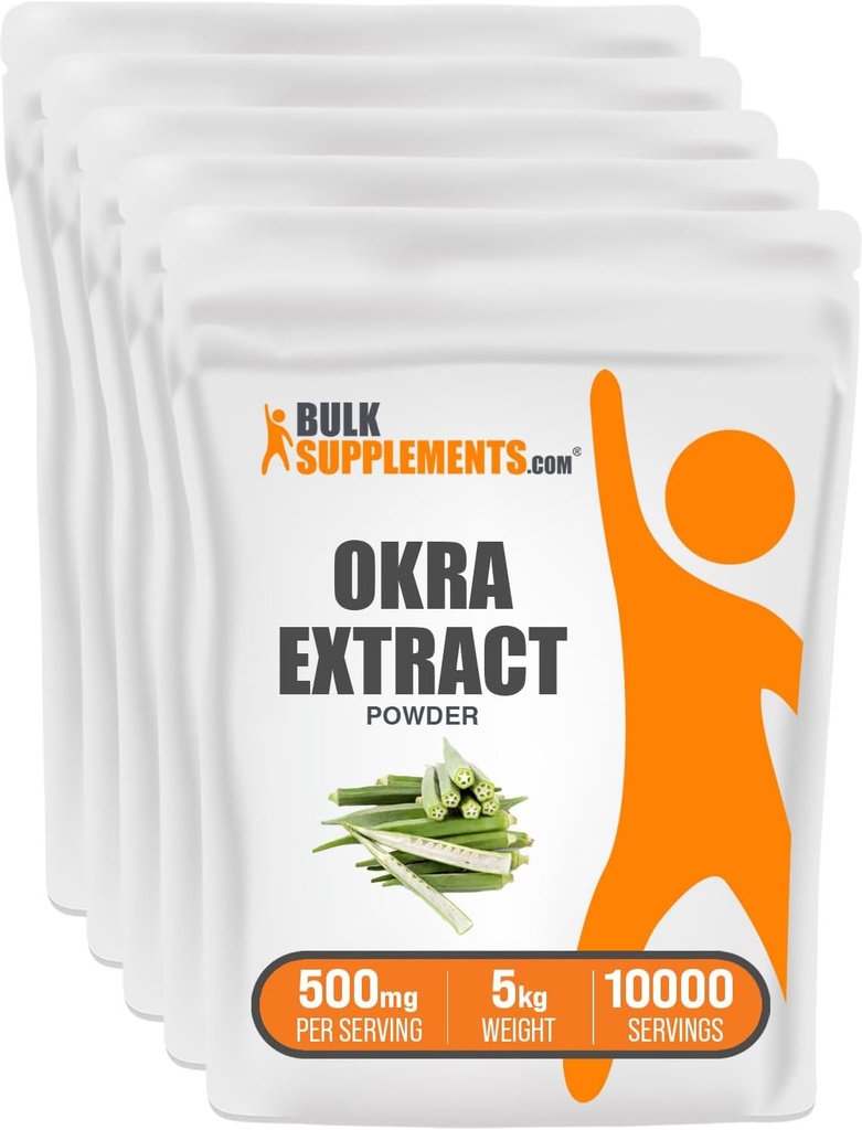 BulkSupplements.com Okra Extract Powder - Okra Supplement, Okra Powder, Herbal Extract Supplement - Vegan & Glutenfrei, 500mg pro Servierung, 5kg (11 lbs) (Pack mit 5)