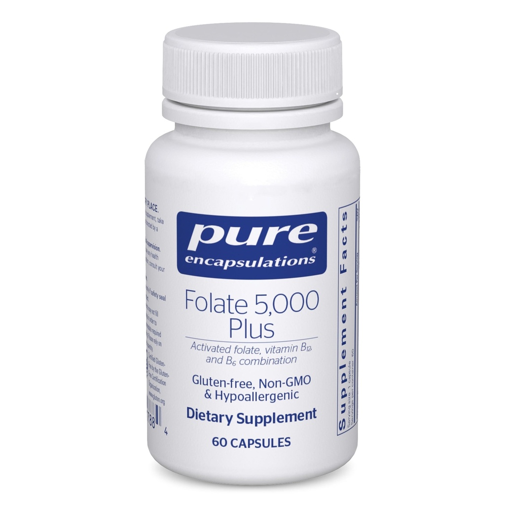 Reine Kapseln - Folat 5.000 Plus - Aktiviertes Folat, Vitamin B12 und B6 Kombination - 60 Kapseln