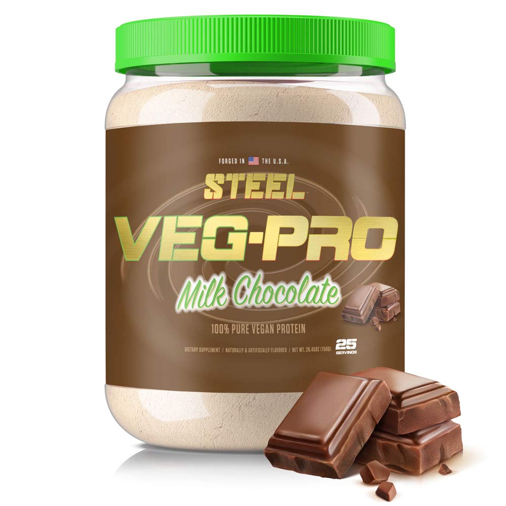 Stahlergänzungsmittel Veg-PRO | Vegan Protein Pulver, Milch Schokolade | 25 Servierungen (1.65lbs) | Proteinpulver mit BCAA Aminosäure | Glutenfrei | Non Dairy | Low Carb Formula