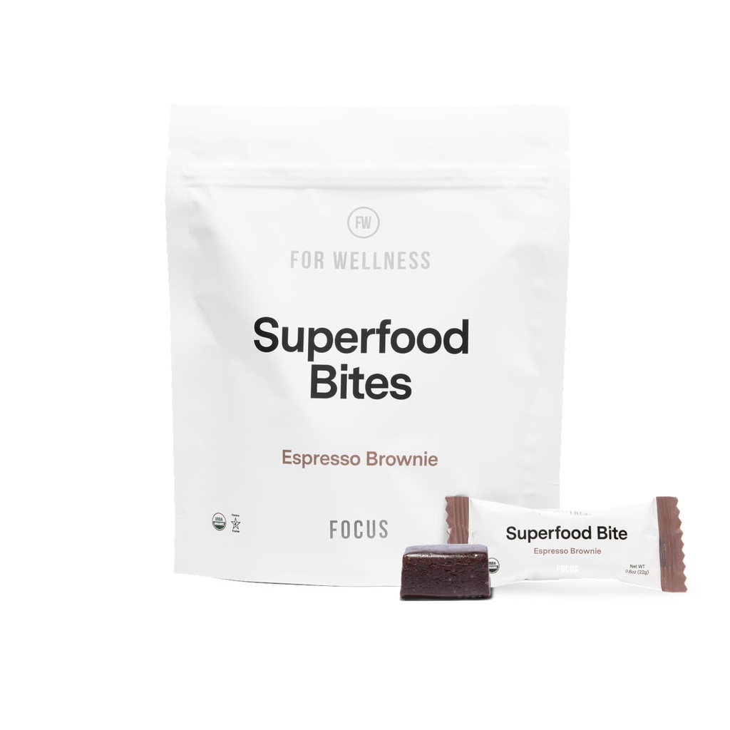 Für Wellness Superfood Focus Bites (20 Count), Cocoa Espresso Brownie – Reduziert Fatigue, verbessert Verdauungs- & Support Gehirnfunktion