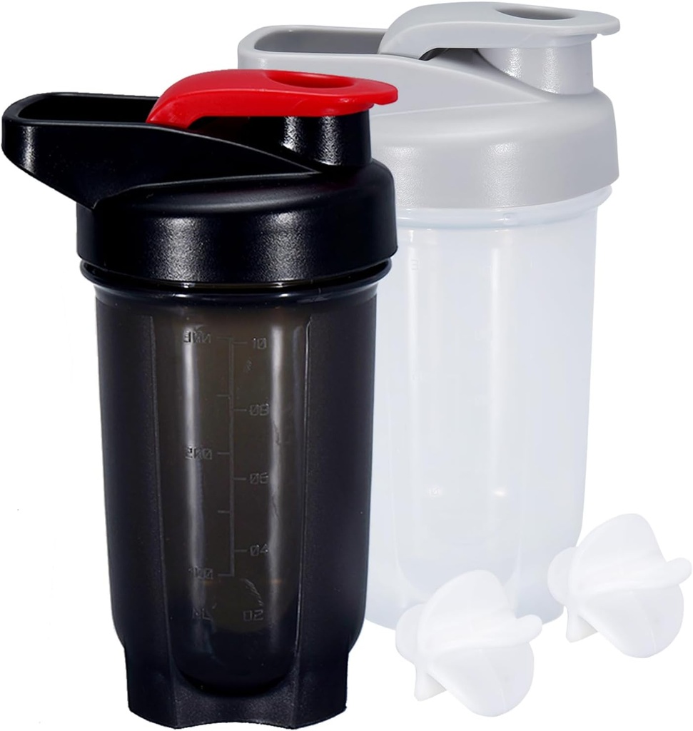 Shaker Bottle Protein Shakes Cup 10 Ounce Shaker Bottle mit Whisk Balls, Protein Shake Bottle Set für Proteinmischungen,Shakers für Protein Shakes, Shaker Cup, Protein Shaker, Black+Grey, 2PCS