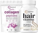 Micro Ingredients Multi Collagen Protein Powder 16oz & Hair Vitamins Complex Kapseln Bundle 2 Pack | Grass-Fed Collagen Peptides | 14-in-1 Advanced Hair Growth Support