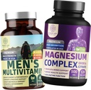 N1N Premium Magnesium Complex and Men's Multivitamins, All Natural Supplements to Improve Energy, Immunity and Support Bone, Muscle and Nerve Function, 2 Pack Bundle