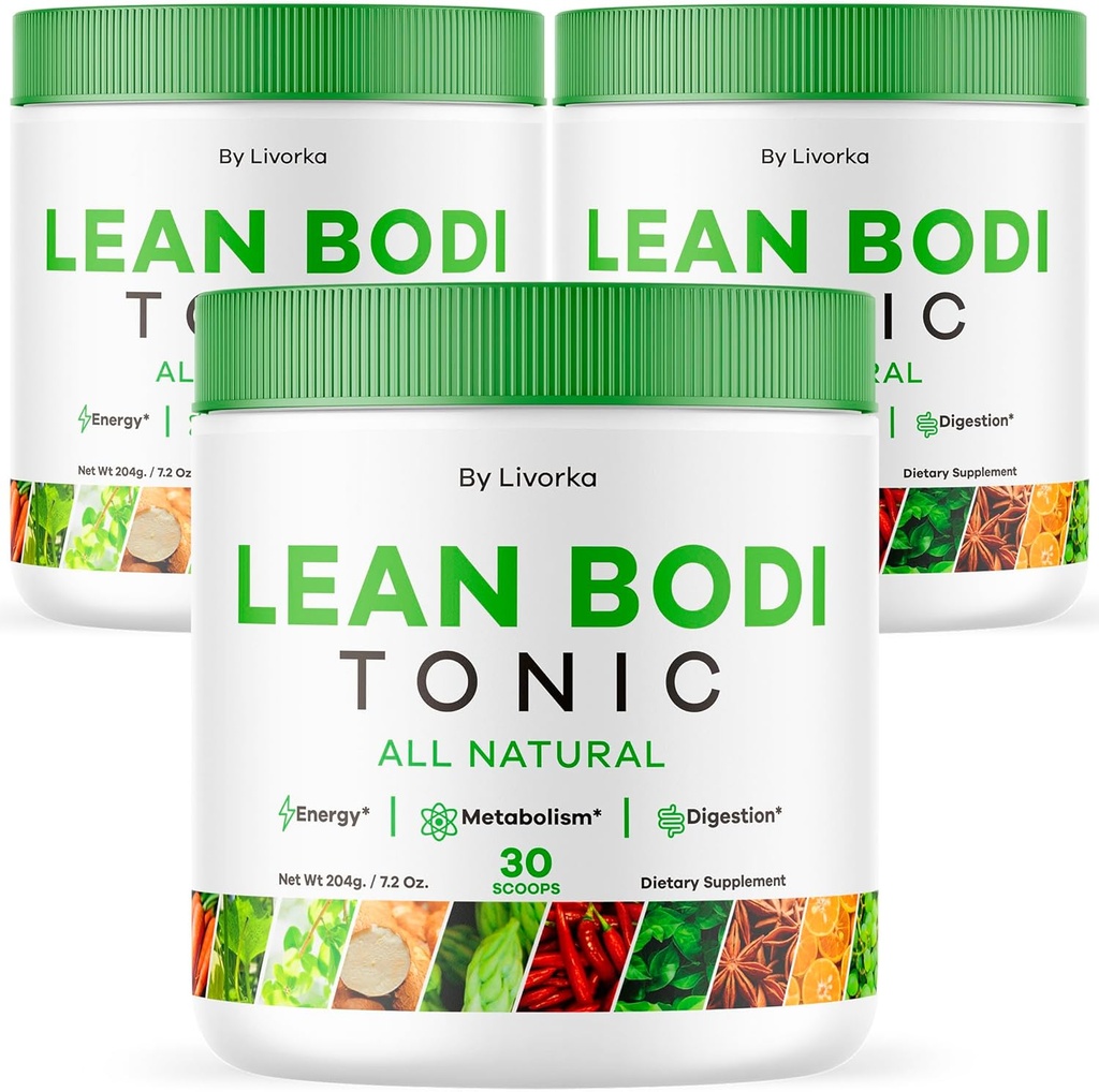 LIVORKA Lean Bodi Tonic, All Natural Advanced Formula Powder - 90 Portionen (3 Monate Versorgung) - 3er Pack