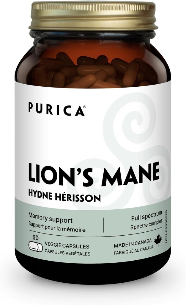 PURICA - Lion's Mane Micronized Pilze, 60 Vegan Kapseln - fördert kognitive Gesundheit - Fokus und Gedächtnisunterstützung