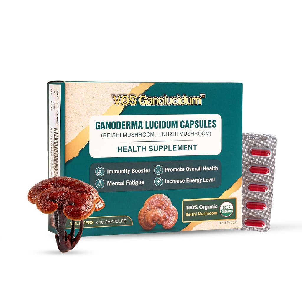 Rote Reishi Mushroom Kapseln für Immunität, Ganoderma lucidum Extract, Natürliche Vegan Reishi Pilze Täglich, 70mg, 30 Kapseln