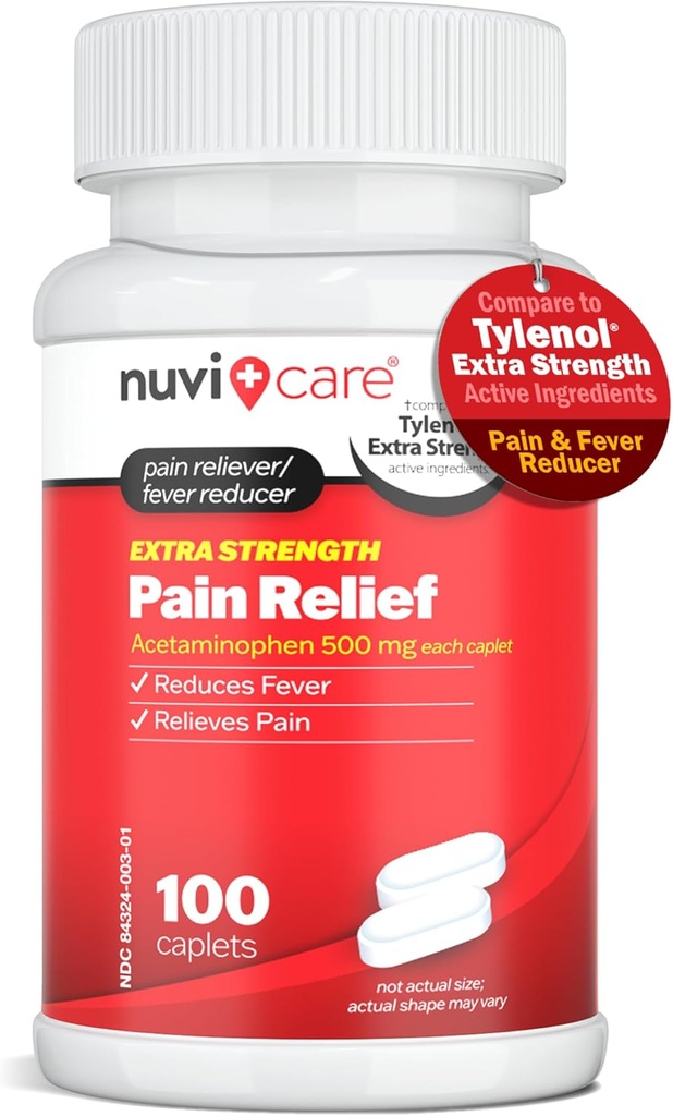 Acetaminophen 500mg Extra Strength Pain Relief - Vergleichen Sie Tylenul Extra Strength Pain Reliever & Fever Reducer - 500mg Tablets für Erwachsene für Kopfschmerzen (100 Caplets)