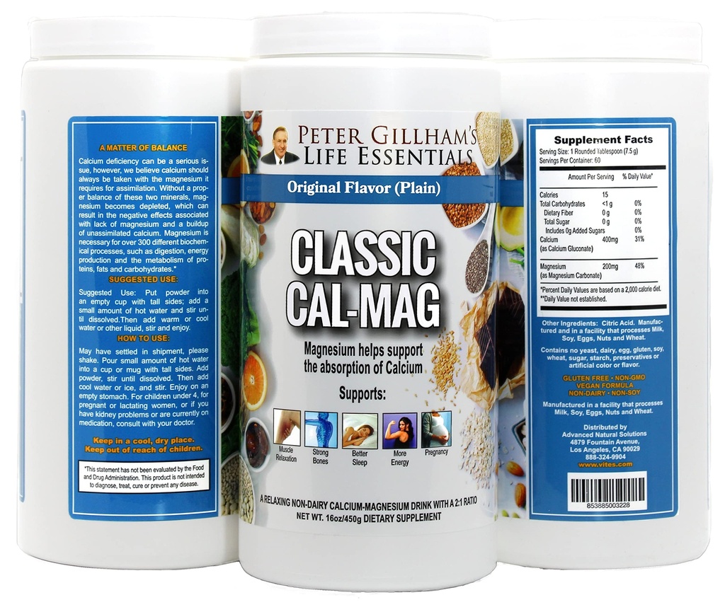 Peter Gillhams Cal-Mag, hohe Absorption 2:1 Calcium & Magnesium Citrat Pulver; Unterstützt eine gesunde Reaktion auf Stress, Muskel- & Knochen Gesundheit, Reduzieren Cramps, Unflavored 16 oz