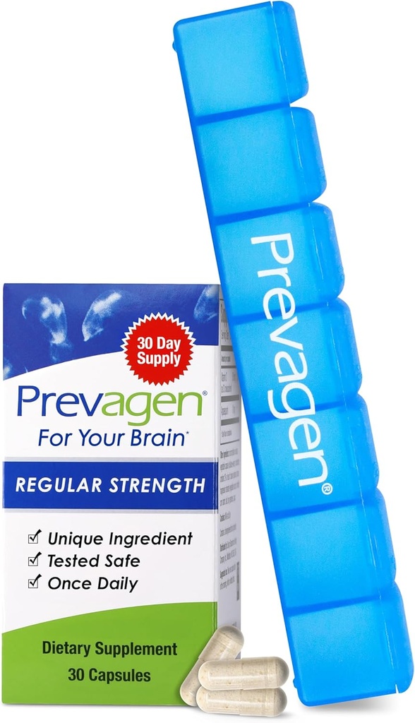 Prevagen Regular Strength - 30 Kapseln (1 Monat Versorgung) | Formuliert für Ihr Gehirn | 10mg Apoaequorin Plus Vitamin D3 mit 7-tägiger Pille Minder