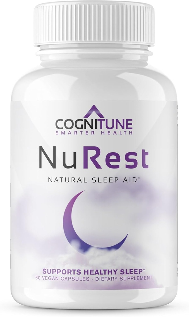 CogniTune Natural Sleep Supplement - Non Habit Forming Sleeping Pills, Non Drowsy Kräuter Schlafhilfe Formel w/Melatonin, Valerian Root, Lemon Balm, Kamille, GABA, L-Theanin, Magnesium, Aminosäuren