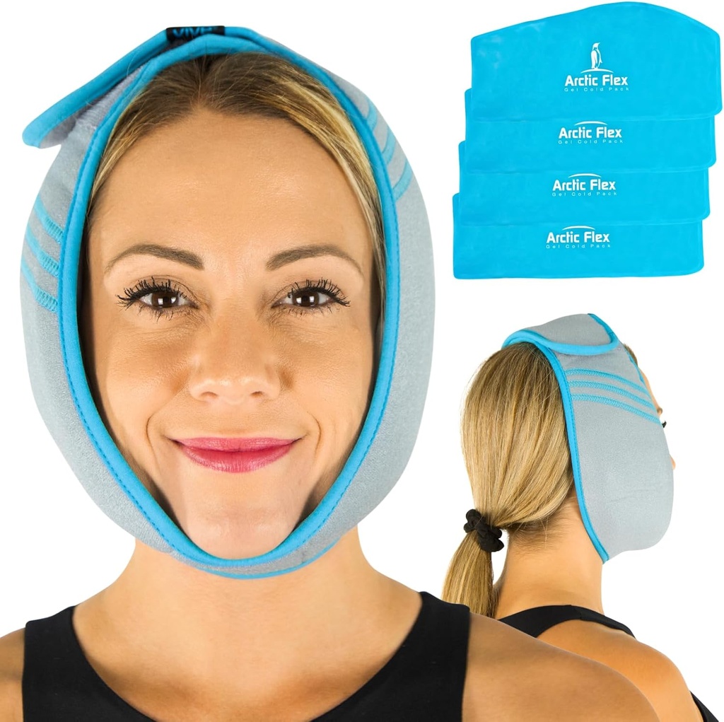 Vive Face Ice Pack Wrap für TMJ Pain Relief und Kopfschmerzen - Face Ice Pack für Jaw Surgery Recovery, Oral Surgery & Wisdom Teeth Extraktionen - Heizkissen für Kopf & Kinn - Hot & Cold Therapy