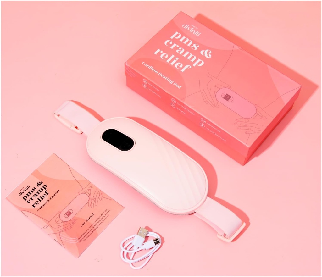 Portable Heating Pad for Period Cramps - Period Cramps Relief Menstrual Heating Pad Vibration Heating Pad for Pain, Rechargeable Battery, Cordless - Wireless Heating Pad with Massager Girlfriend Gifts