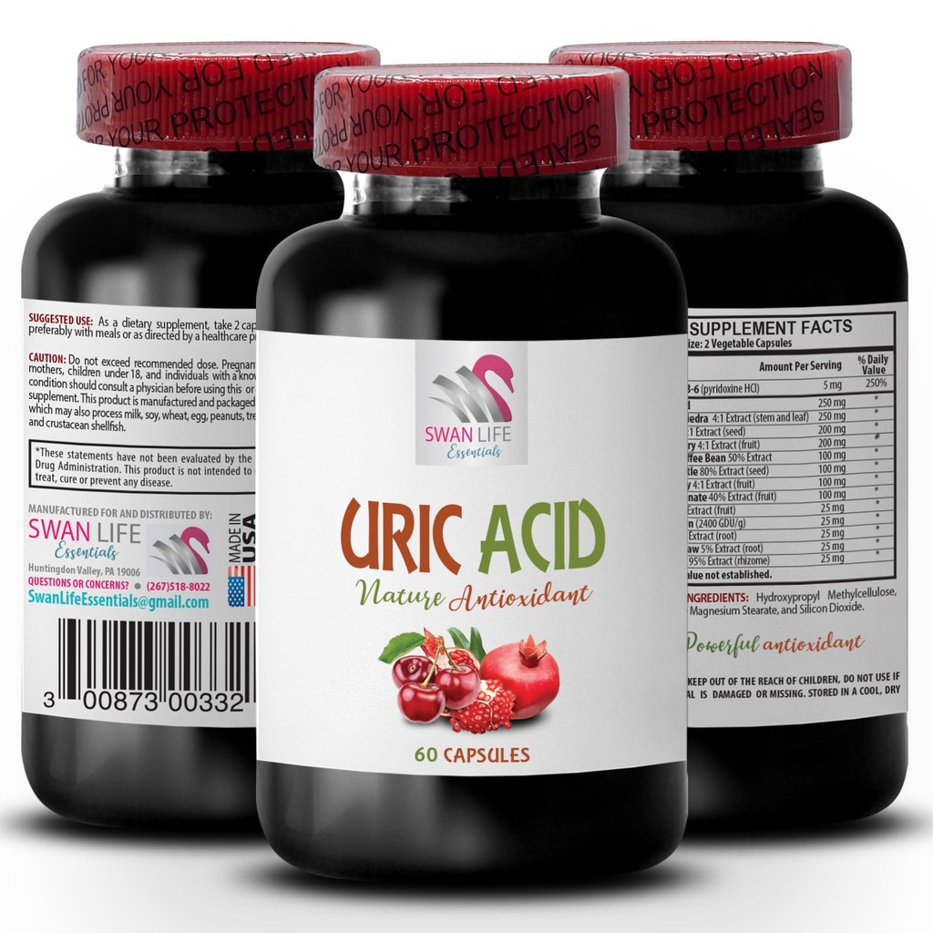 Lebensmittel zur Verringerung der Harnsäure - URIC ACID - wie man die Harnsäure senkt, wie man Harnsäure, Granatapfelextrakt, Teerkirschesaft, Teerkirschekapseln, Teerkirschenextrakt, Harnsäure Lebensmittel 1Bot 60Caps reduzieren