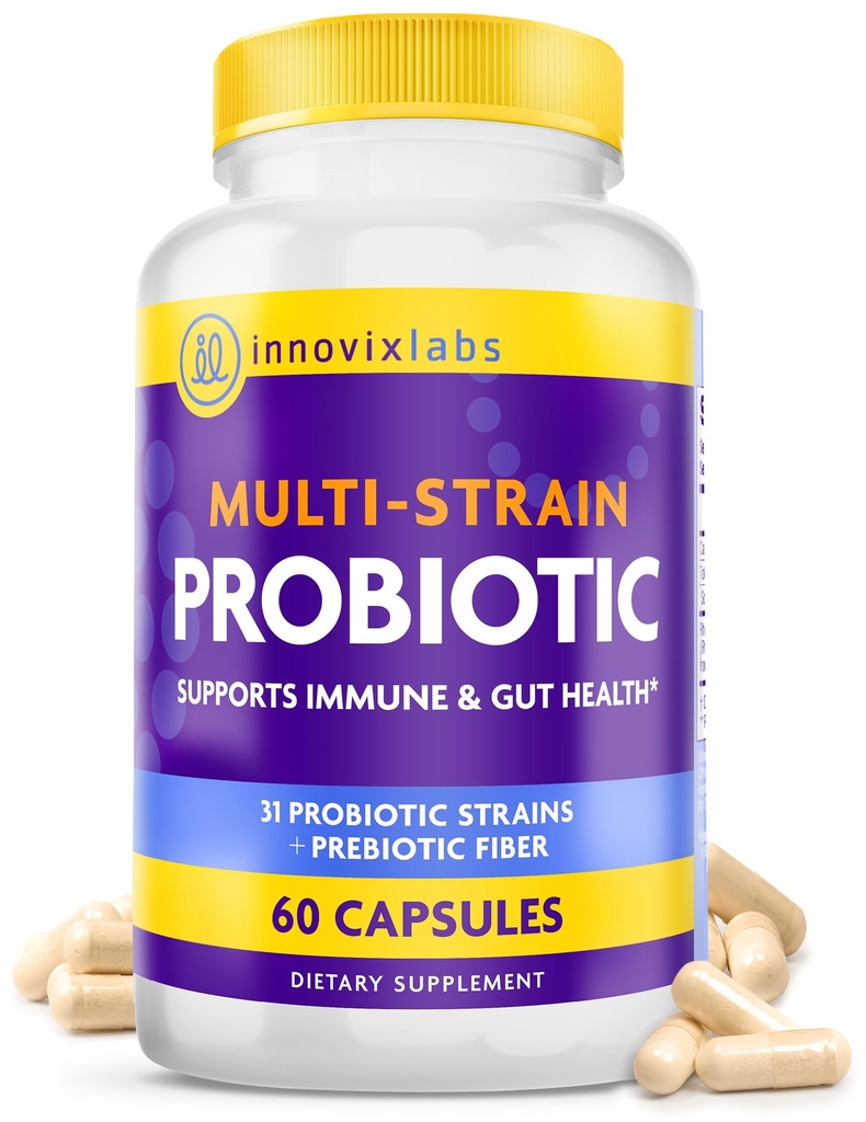 InnovixLabs Multi Strain Probiotika für Frauen und Männer - Probiotische Ergänzung - 50 Milliarden CFU - Darmgesundheit, Immununterstützung, Verdauung, Lactobacillus Acidophilus, Präbiotika und Probiotika, 60 Kapseln