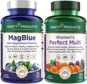 Purity Products Bundle - MagBlue + Women's Perfect Multi - MagBlue (Magnesium Bisglycinat + Vitamin D3 +Mehr) - Frauen Perfect Multi - Unterstützt Harnwege Gesundheit, Immunität, Haar Hautnägel +Mehr