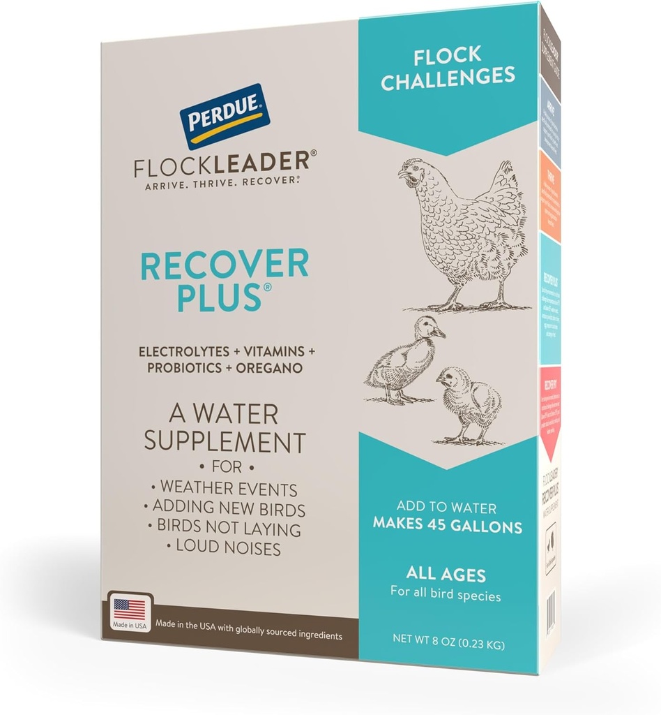 Recover Plus Moderate Stress Probiotische Wasserergänzung für Hühner mit Elektrolyten & Oregano, 8 oz