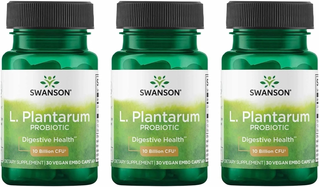 Swanson L. Plantarum - Verdauungsergänzung Gastrointestinal Balance & Bowel Regularity fördern - Natürliche Formel, um Bloating zu reduzieren - (30 Veggie Kapseln) 3 Pack