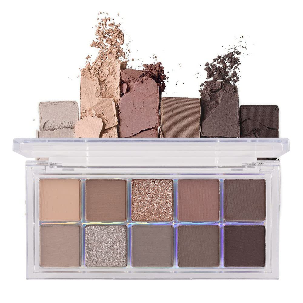 BINGBRUSH 10 Farben Dunkelbraun Graue Augenschatten Pallet, High Pigmented Matt Shimmer Eyeshadow, Natürliche neutrale glänzende Augenschatten Ultimate Makeup Palette, Vibrant Make Up Pallets Kit