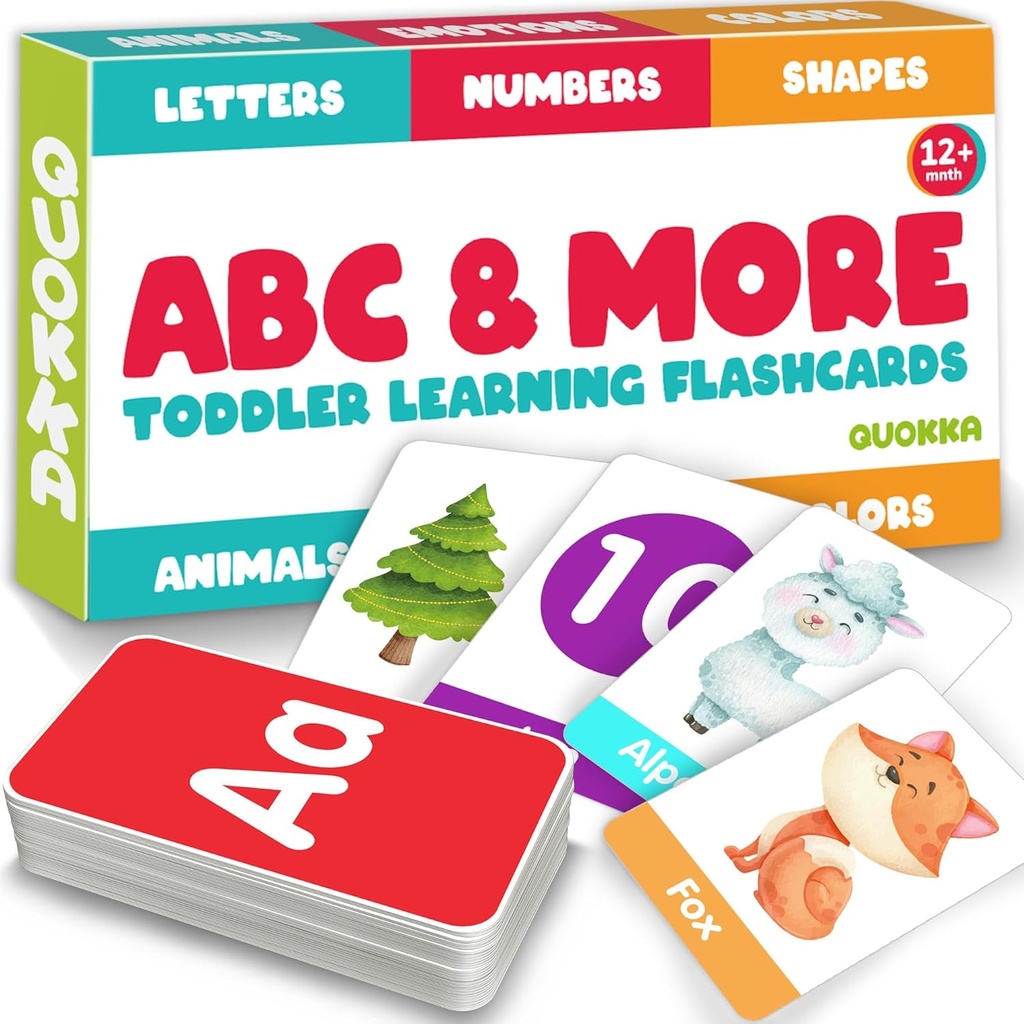 ABC Flash-Karten für Kleinkinder lernen 2-4 Jahre alt - 60 Flashcards Spielzeug für Kinder Alter 1-3-5 von Quokka - Alphabet Zahlen Farben Buchstaben Tiere lernen Aktivitäten - Erste Worte Bildungsspiel