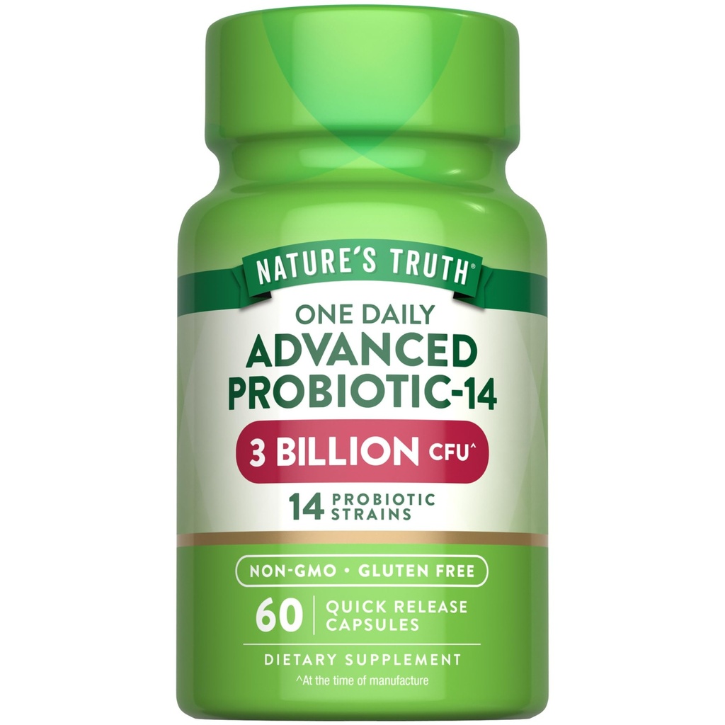 Nature's Truth Probiotics Kapseln | 3 Billion CFU | 60 Count | für Männer und Frauen | 14 Strains | Non-GMO & Gluten Kostenlose Ergänzung