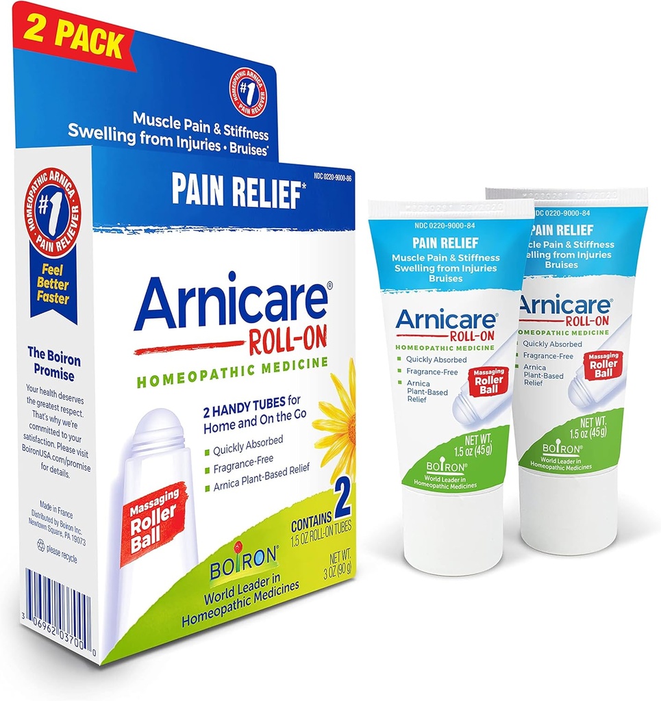 Boiron Arnicare Roll-On für Relief von Gelenkschmerzen, Muskelschmerzen, Muskeln Soreness und Schwellung von Bruises oder Verletzung - Nicht-fettig und Fragrance-frei - 2 Count (Pack von 1)