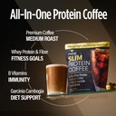 VitaCup Slim Protein Kaffee Shake für Diät-Unterstützung, Instant Kaffee w/Whey Protein Pulver, B Vitamine & Fiber, Dietitian entwickelt für Leistung und Geschmack, Machen Sie wie Iced Kaffee oder Shake, 20 Servierungen
