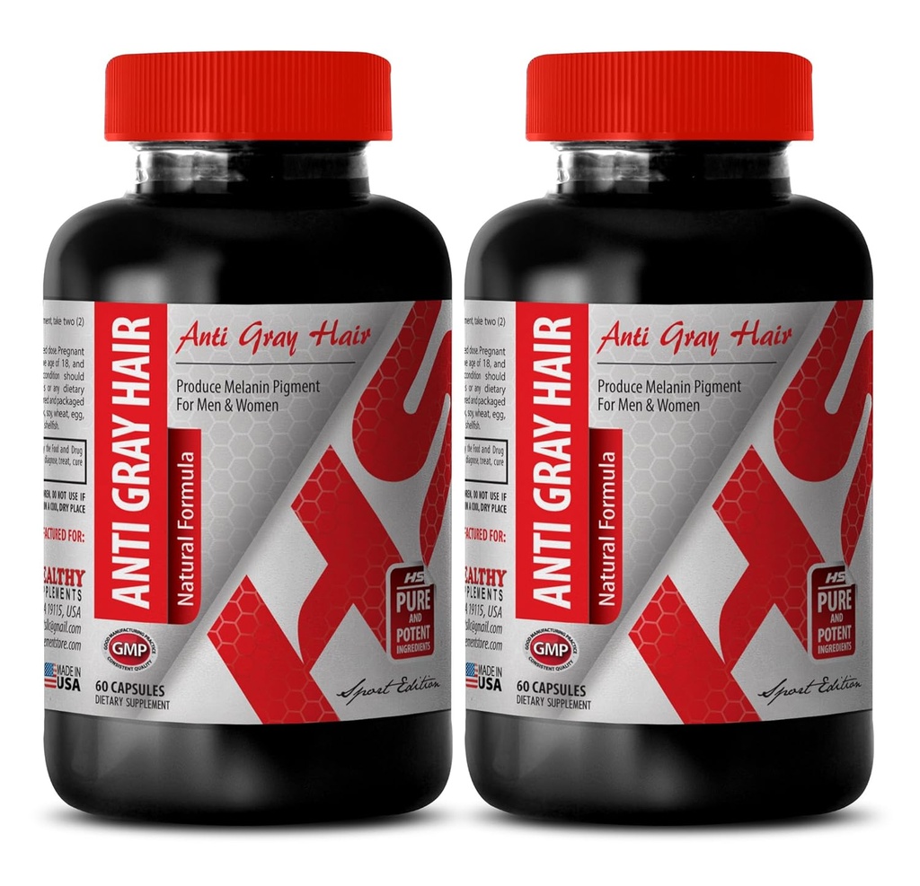 Sägepalme mit Netzwurzel - ANTI GRAY HAIR NATURAL FORMULA - Ergänzung für Haarausfall, Anti-Gray Haarergänzung für Männer und Frauen, graue Haare Ergänzung zu umgekehrt, Haarergänzungsmittel, 2 Bot 120 Caps