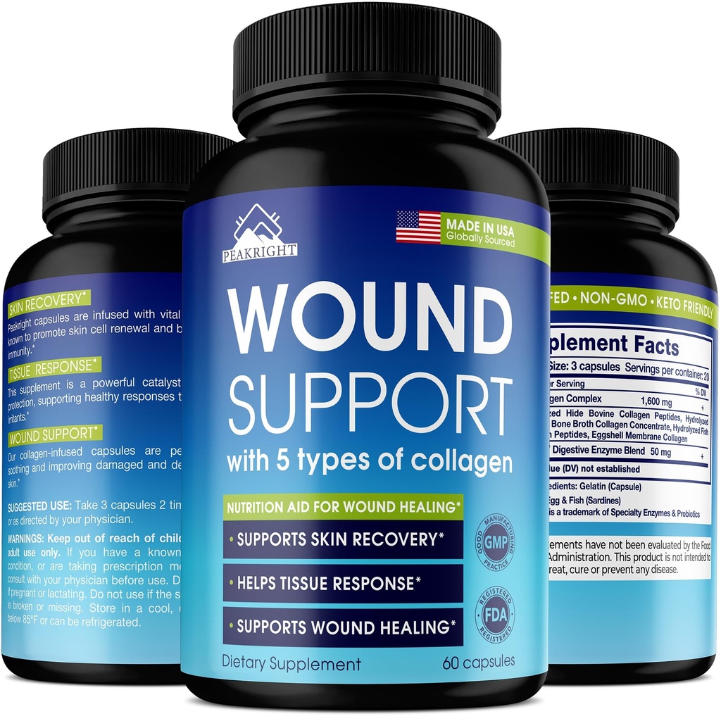 Wound Heilende natürliche Narben Pillen - Made in USA - Narbenreduzierung, Surgery Erholung & Wound Unterstützung - Wound Heilung Ergänzung zu reduzieren Narben, Bruisings & Swelling - Hilft Tissue Response - 60 Caps
