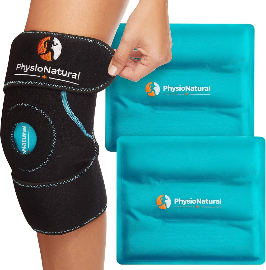 PhysioNatural Ice Pack für Knie-Pain-Relief, Wiederverwendbare Gel-Eis-Schlag für Beinverletzungen, Schwellung, Knie-Ersatzchirurgie, Kaltkompress-Therapie für Arthritis, Meniscus Tear und ACL