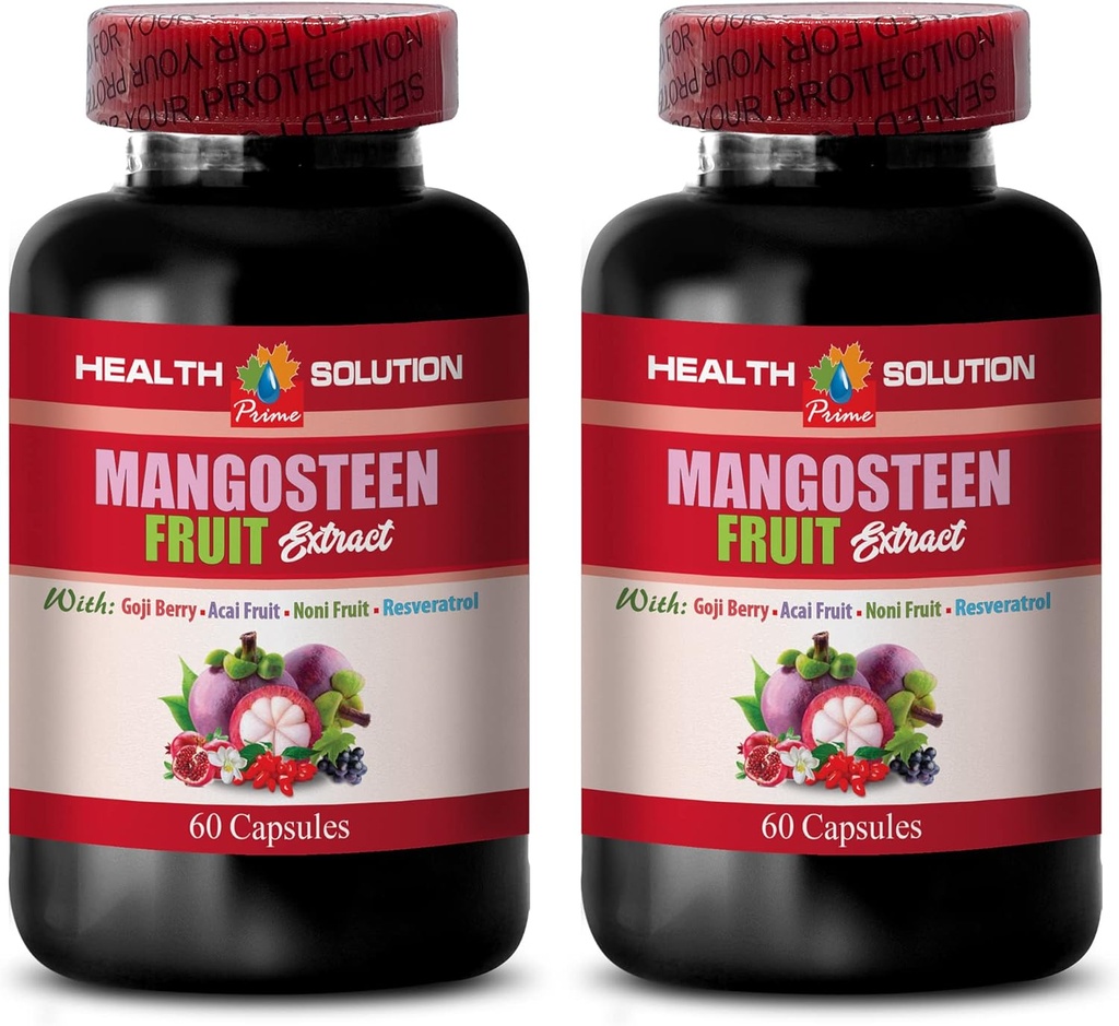 Mangosteen Kapseln - MANGOSTEEN FRUIT EXTRACT COMPLEX MIT RESVERATROL, ACAI FRUIT, POMEGRANATE, NONI FRUIT, GOJI BERRY - Granatapfel Vitamine für Gedächtnis - Resveratrol Ergänzung - 2 Flaschen 120 Cap