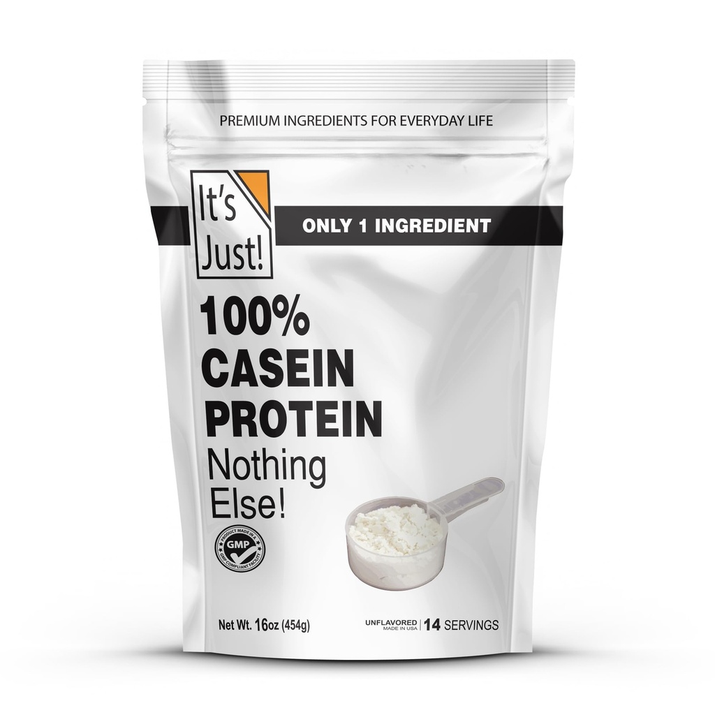 Es ist Just! - 100% Casein Protein Powder, Made in USA, One Ingredient, Slow Burning, Time Release (1 Pfund, Unflavored)