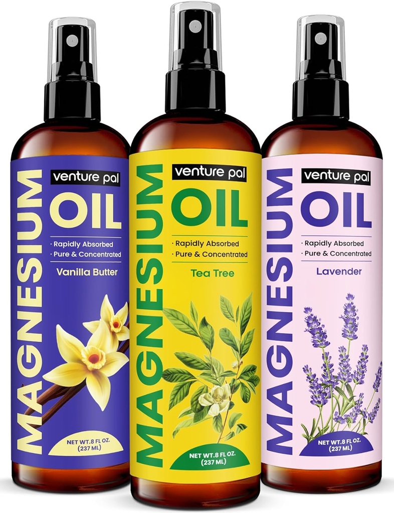 Venture Pal 100% reines Magnesium Öl Spray mit Teebaum, schnelle Absorption, Weniger Sting, Ultra-Soothing für Schlaf & Muskel-Entspannung, Sieben (Big 8 oz) Mineralien