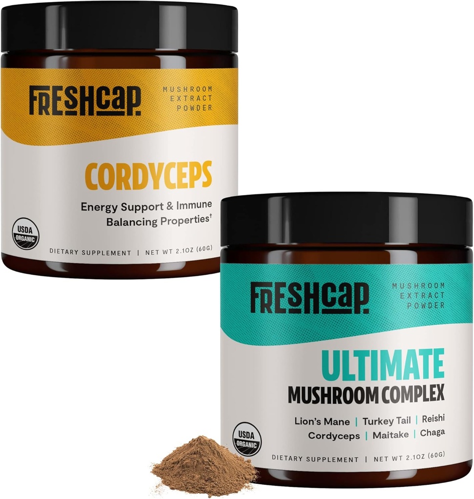 FreshCap Mushrooms Energy Bundle (Cordyceps Powder und Ultimate Mushroom Complex Powder)