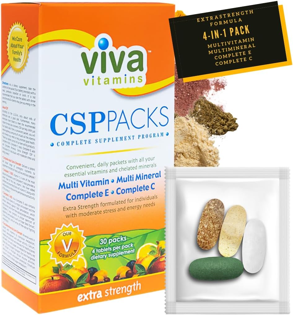 CSP Packs Extra Strength - Multivitamin und Multi Mineral Ergänzungen Komplette E & C, Immunität Vitamin Ergänzungen für Männer und Frauen, komplette Wellness Formel für Immununterstützung, 30 Packungen