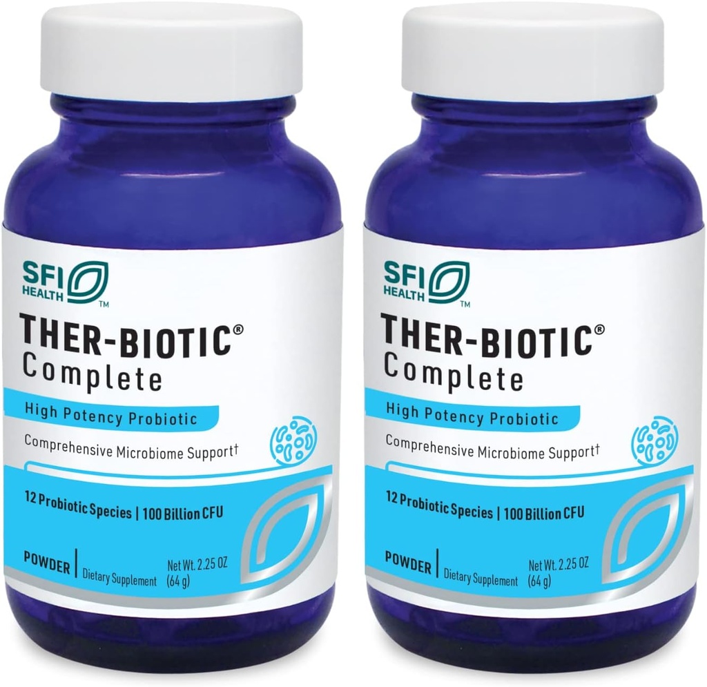 Klaire Labs SFI Health Ther-Biotic Complete Probiotic Powder - 100 Billion CFU - Männer und Frauen Probiotics for Digestive Health & Immune Support - Dairy-Free, Allergiker (64g, 2 Pack)