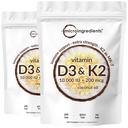 2 Pack Vitamin D3 10000 iu Plus K2 (MK-7) 200 mcg, 300 Virgin Coconut Oil Softgels | 2 in 1 Vitamine D & K Complex | Unterstützt Kalziumabsorption, Knochen, Immune, & Herzgesundheit – einfach zu schwalben